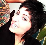 mom with tattoos, full sleeves, smiling mom