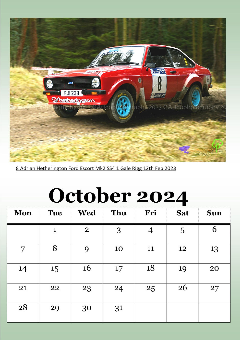 Thumbnail: 2024 Ford Escort MK2 Rallying in UK Wall Calendar A4