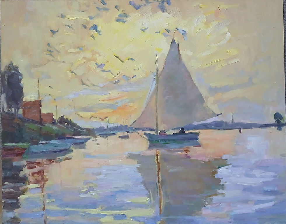 Sailboat on the Seine at La Petit Gennevillies, after Claude Monet, 1874