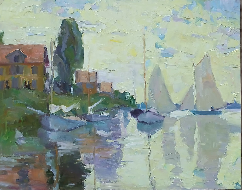 Sailboats at Le Petit Gennevillier, after Claude Monet, 1874