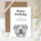 staffie dog happy birthday card featuring an original pencil sketch