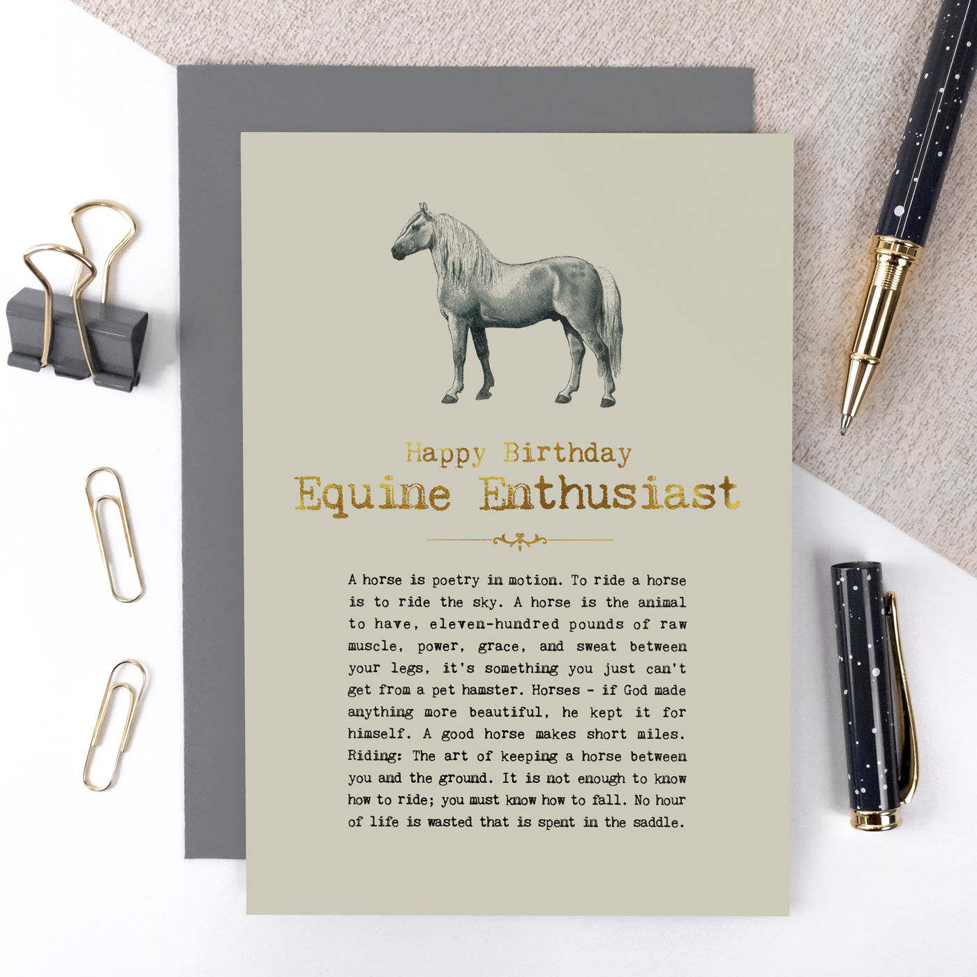 Equine Enthusiast Foiled Birthday Card With Horse Quotes