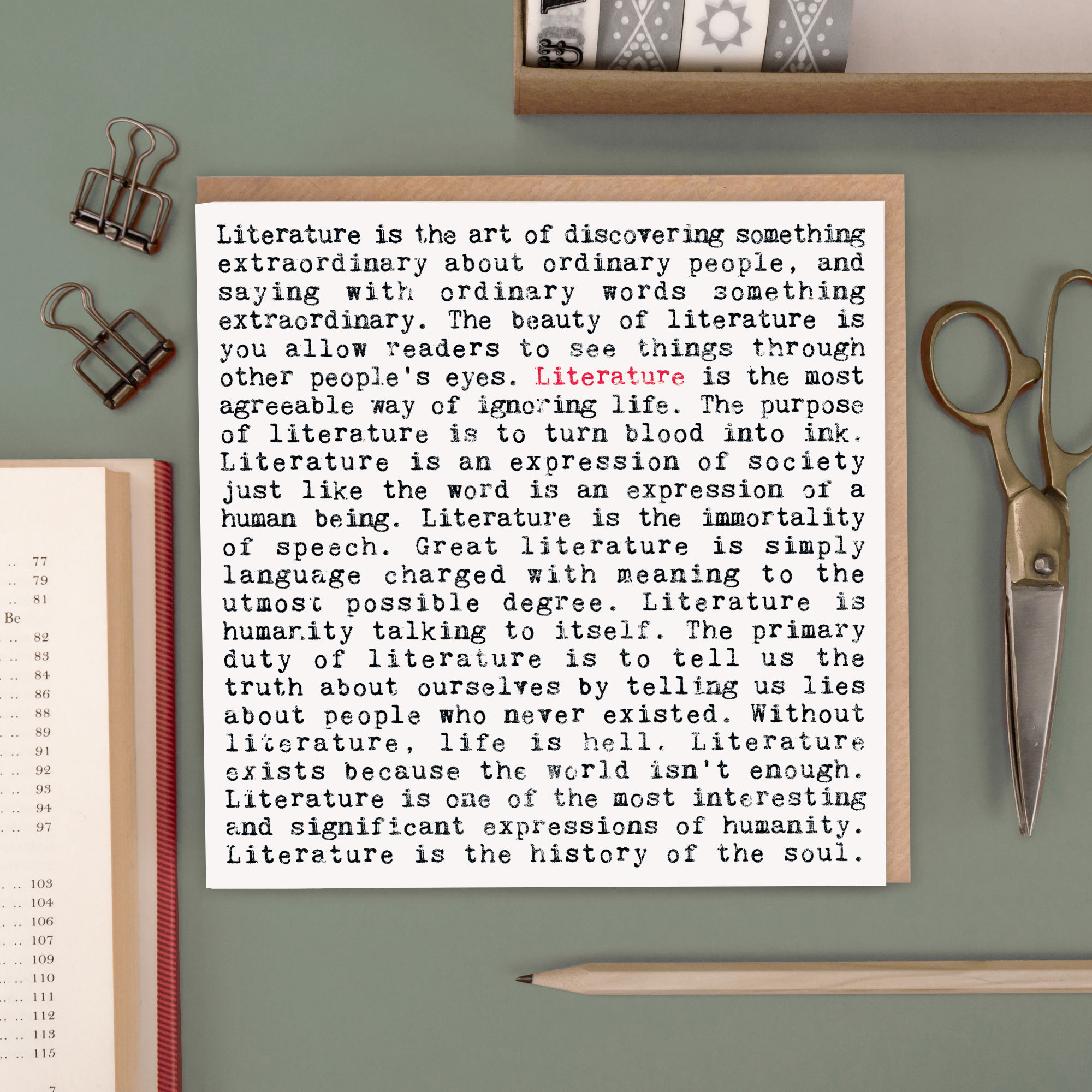 Literature Greeting Card for Classic Lit Lovers