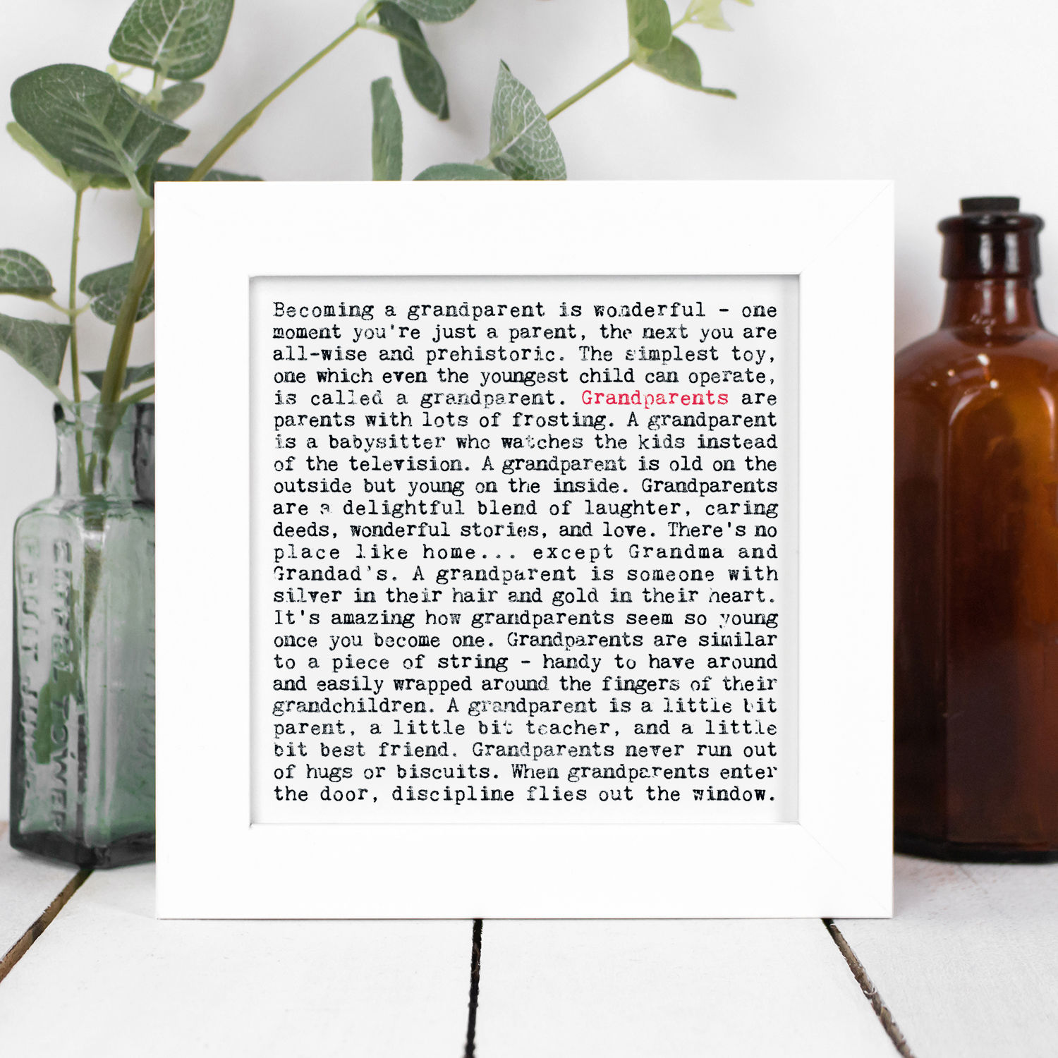 Grandparents Quotes Framed Print in a Gift Box