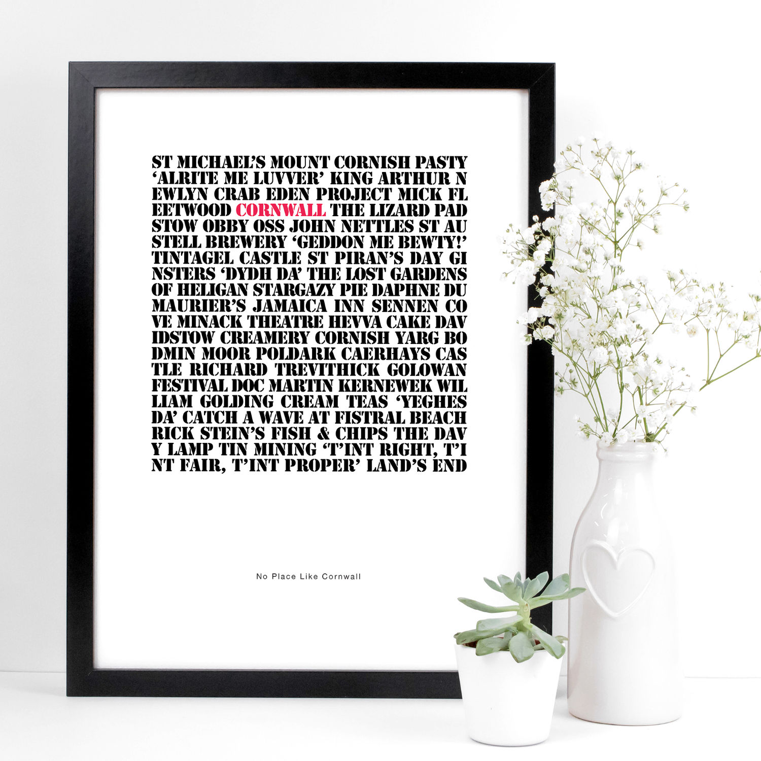 Cornwall County, Regional Typographic Print