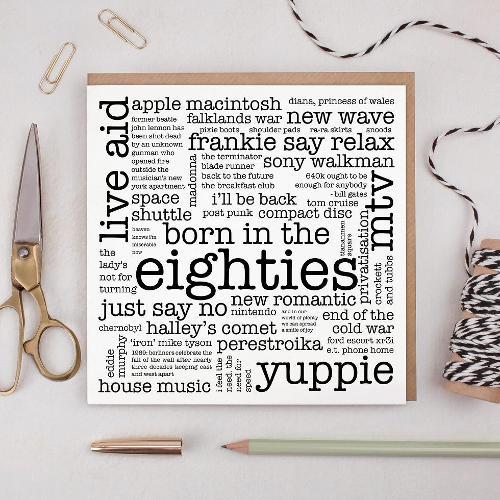 Thumbnail: Born in the Eighties 1980s Birthday Card