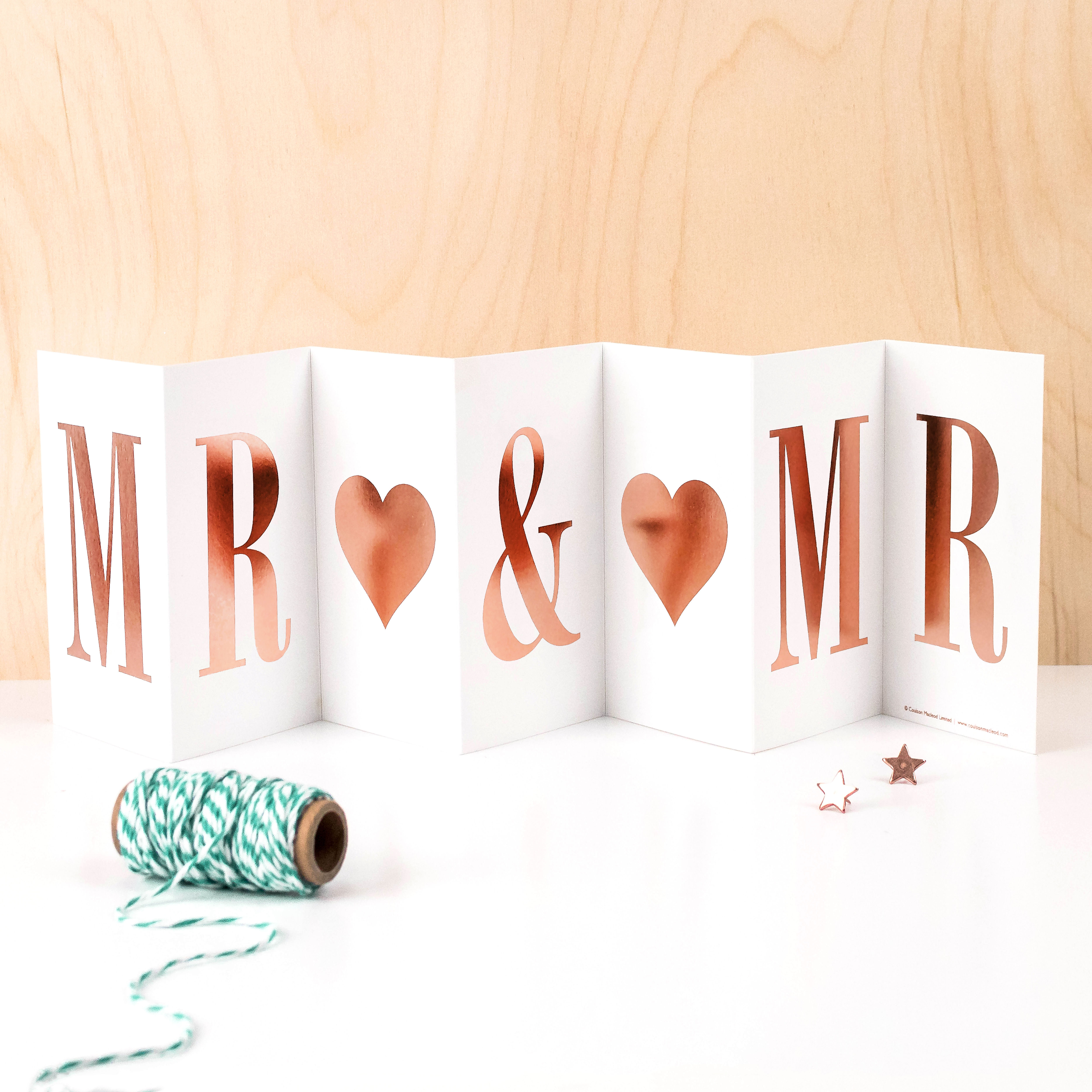 Gay Marriage 'MR AND MR' Foil Concertina Card