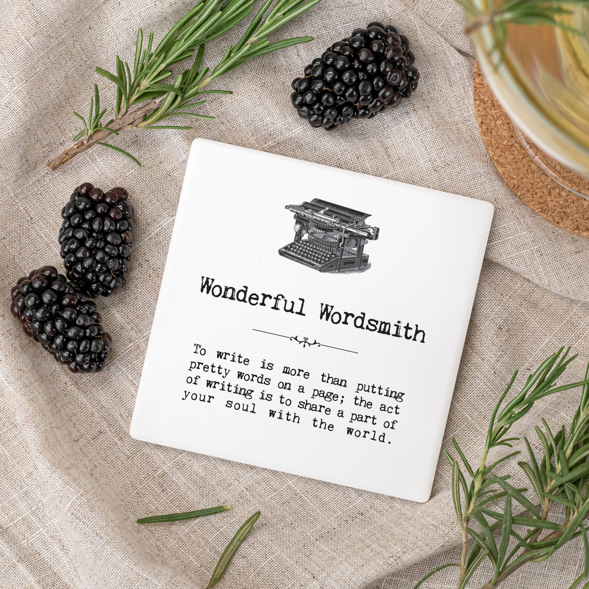 Wordsmith Ceramic Coaster For Writer