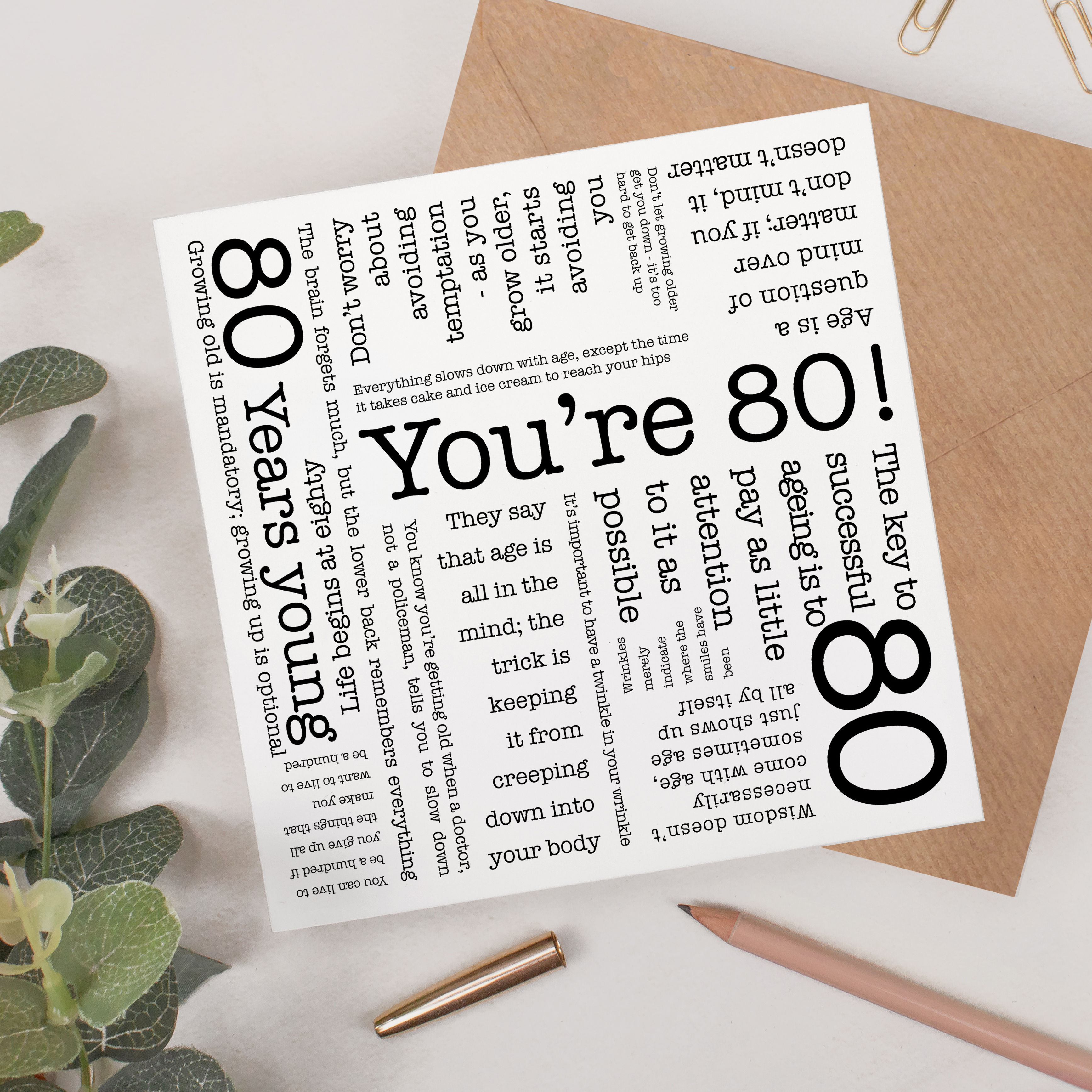 80th Birthday Word Cloud Card