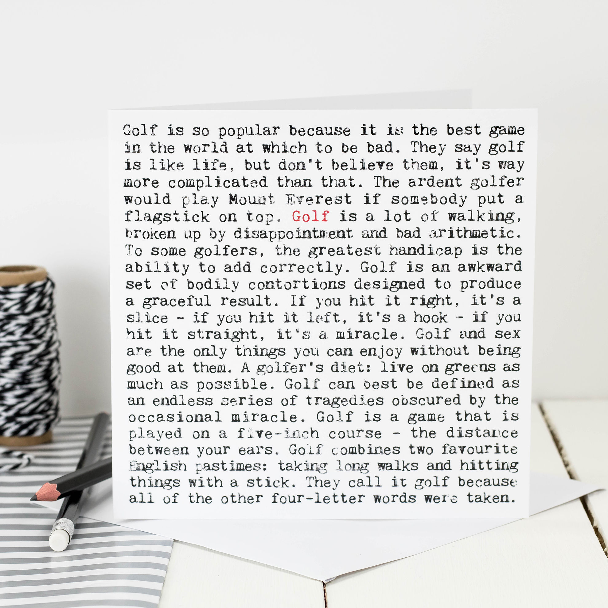 Golf Quotes Card for Golfer