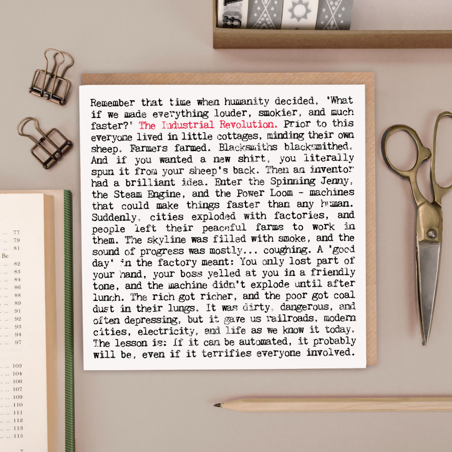 Industrial Revolution Card For History Buffs