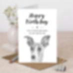 wholesale birthday card for dog lovers with a hand-drawn illustration of a whippet