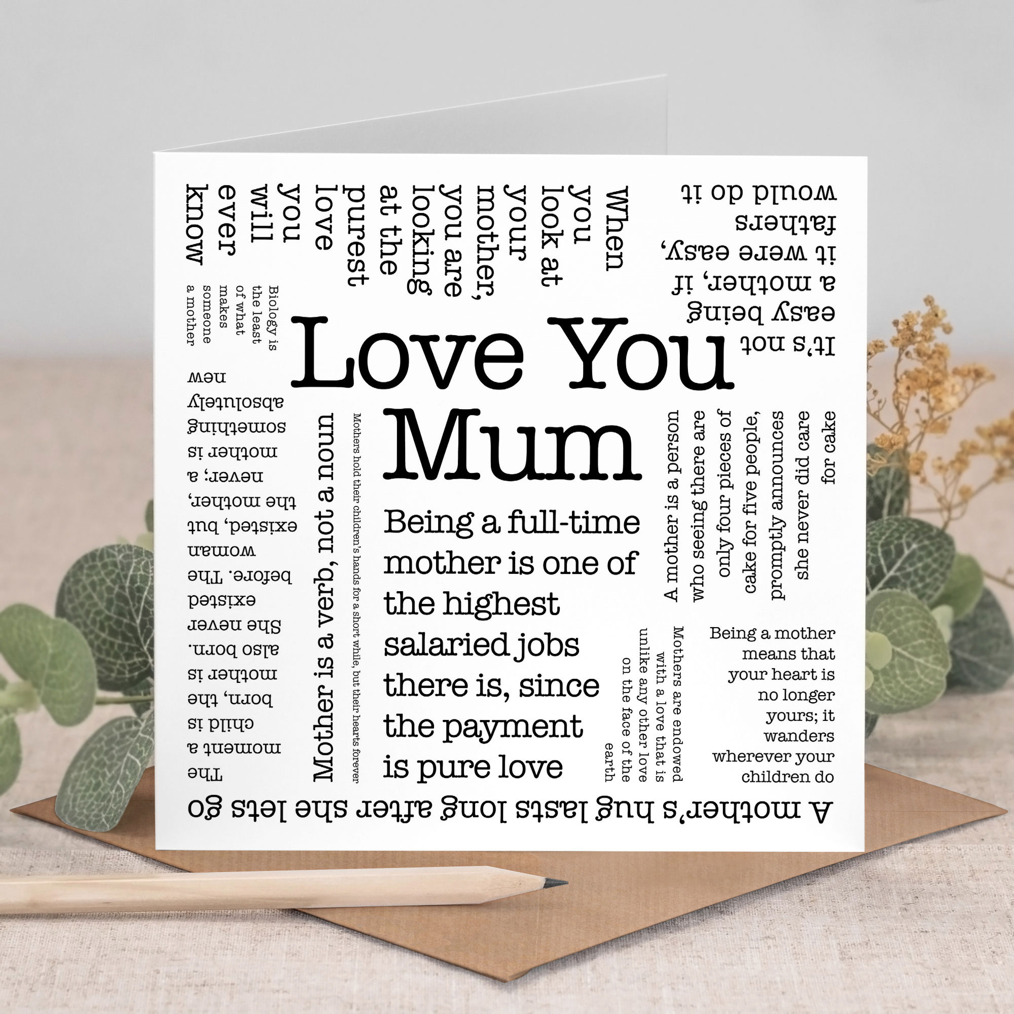 Love You Mum Word Cloud Card