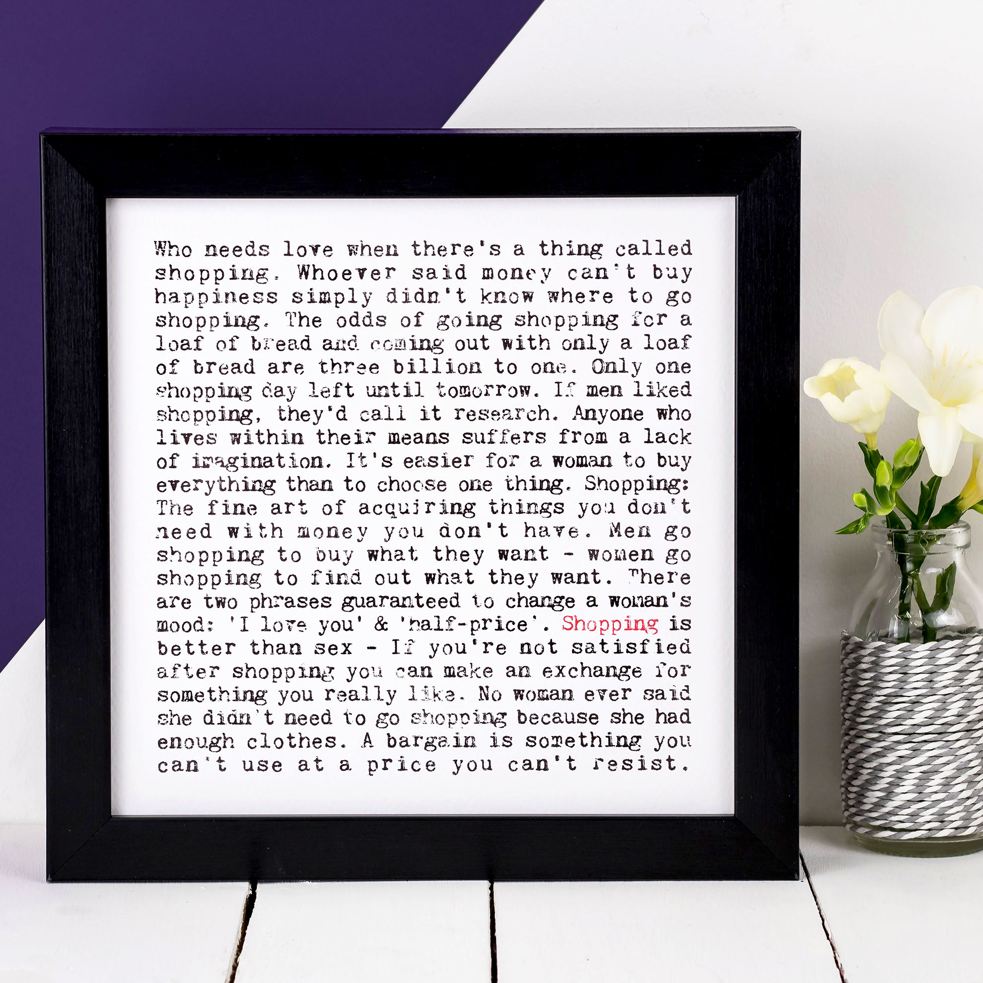 Shopping Wise Words Quotes Print