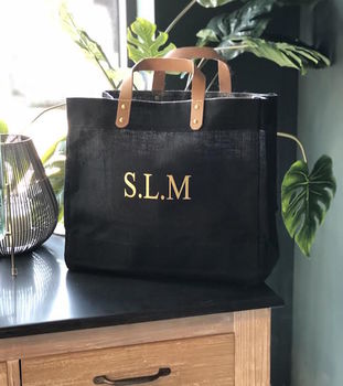 Initials Jute Shopping Bag