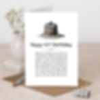 40th birthday card with a paragraph of funny quotes and a vintage cake illustration