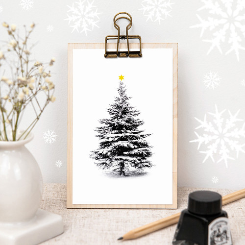Christmas Tree Mini Print on Wooden Clipboard coulsonmacleod