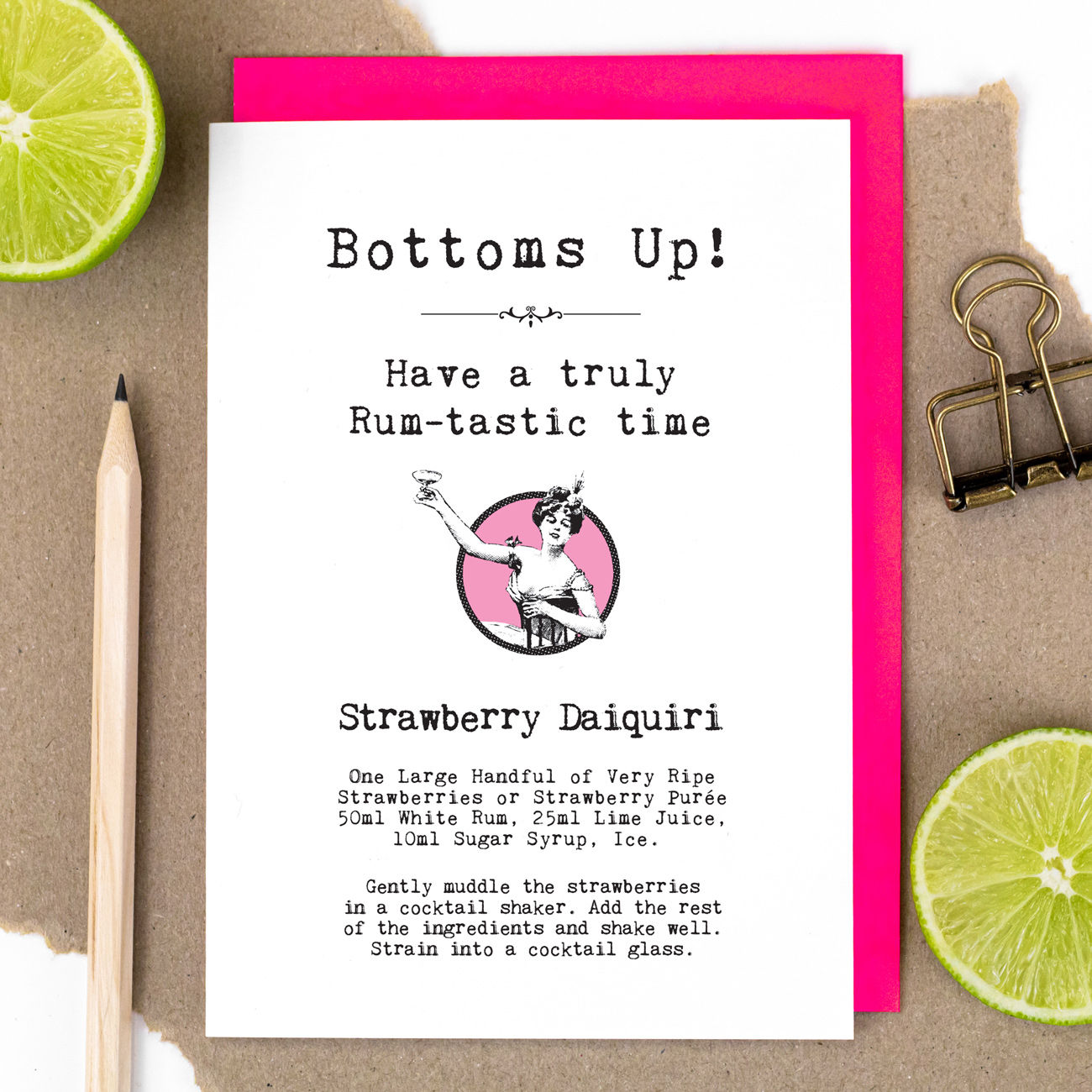 Strawberry Daiquiri Birthday Card with Recipe