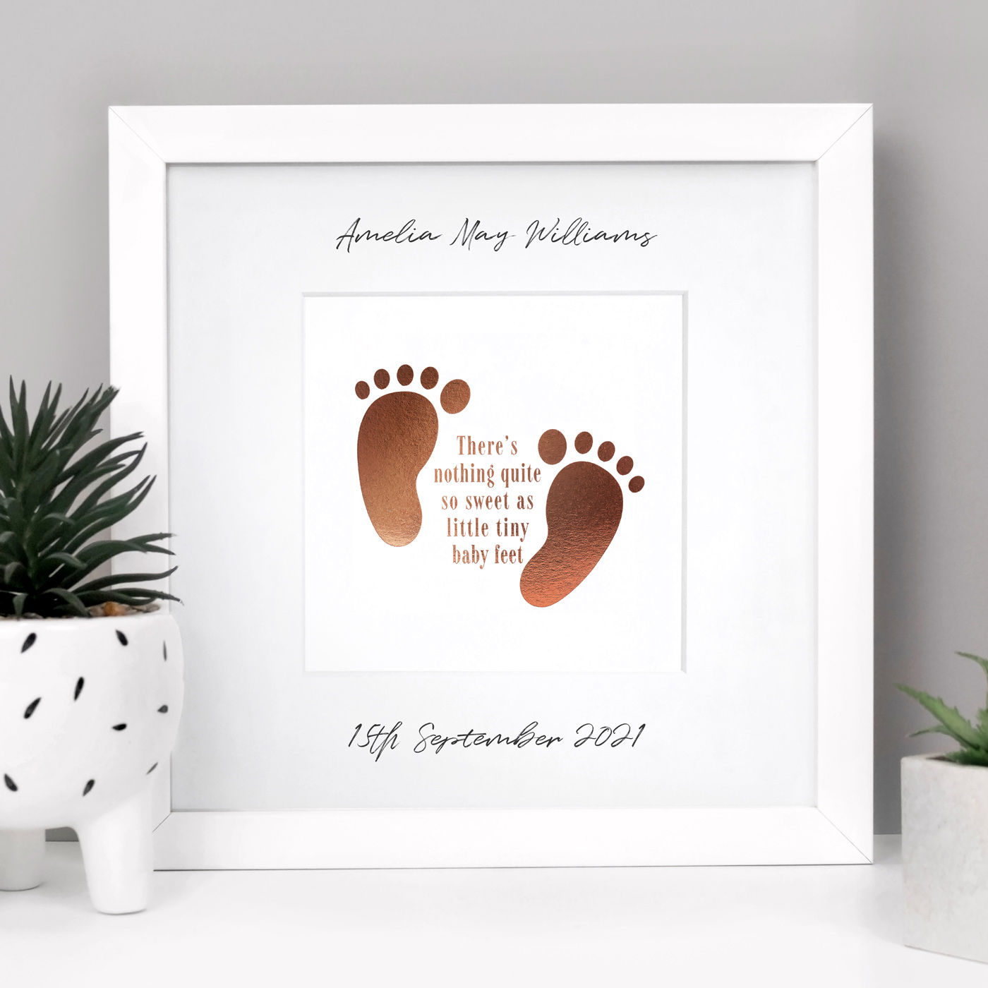 New Baby Feet Personalised Framed Print