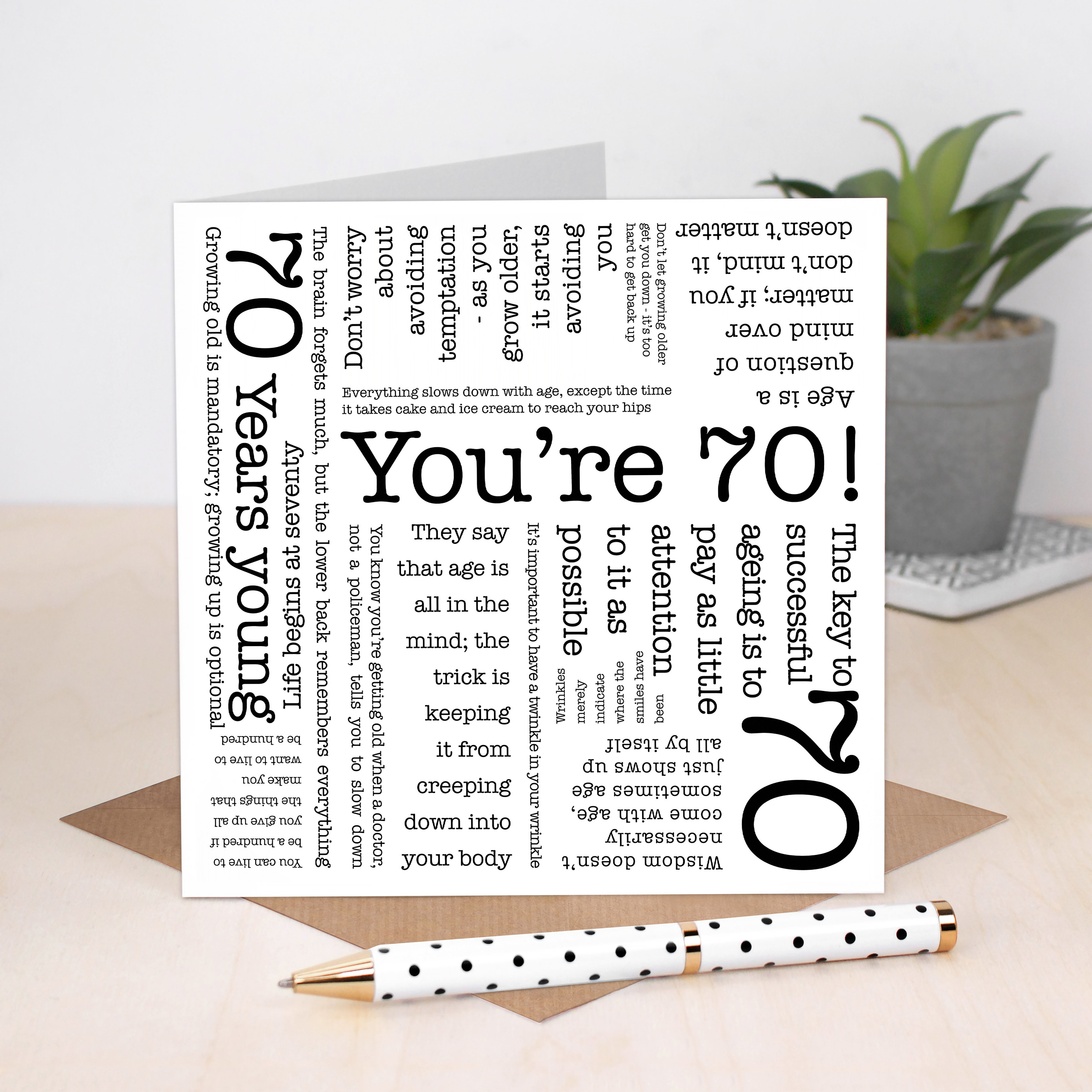 70th Birthday Word Cloud Card