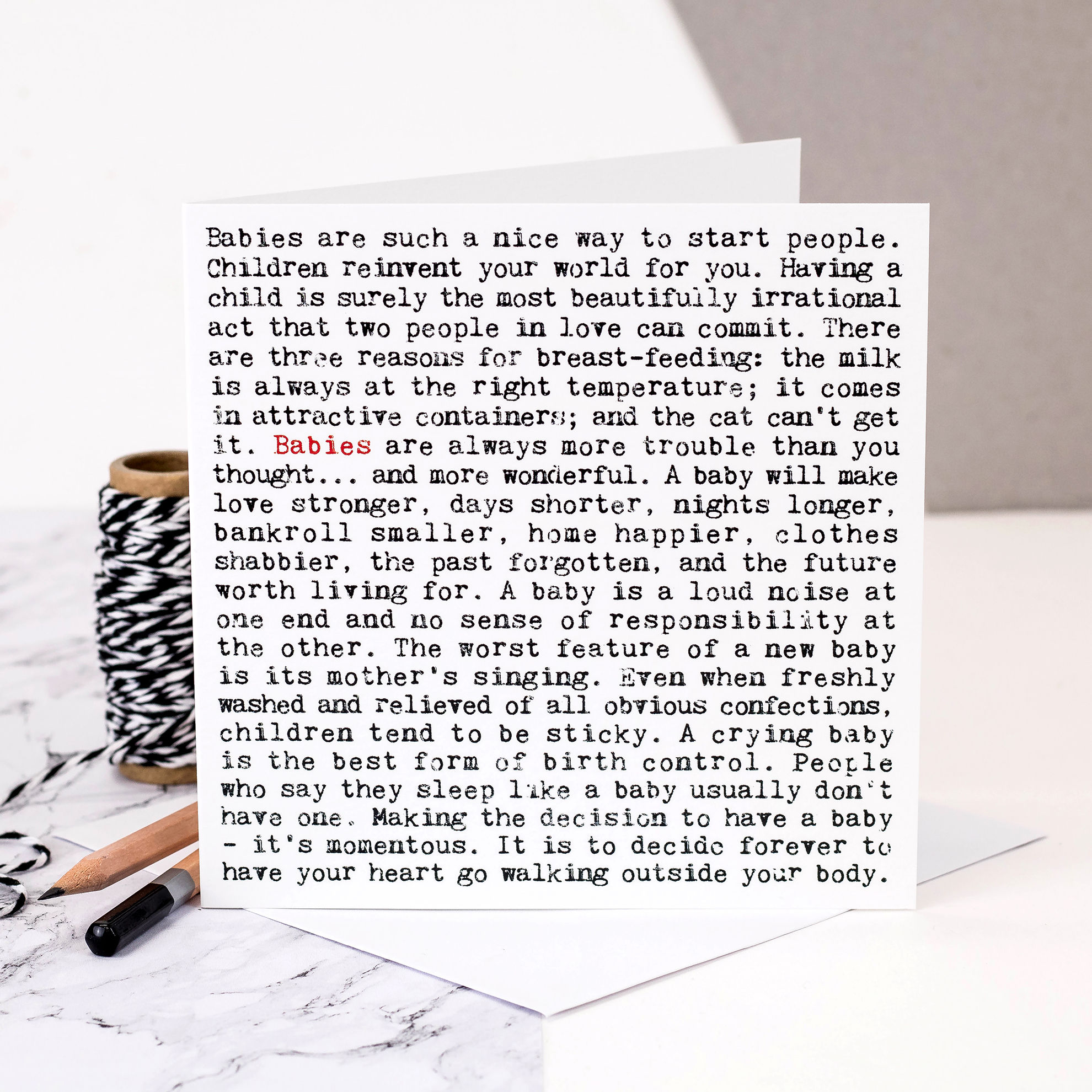 New Baby Card with Funny Quotes for Parents