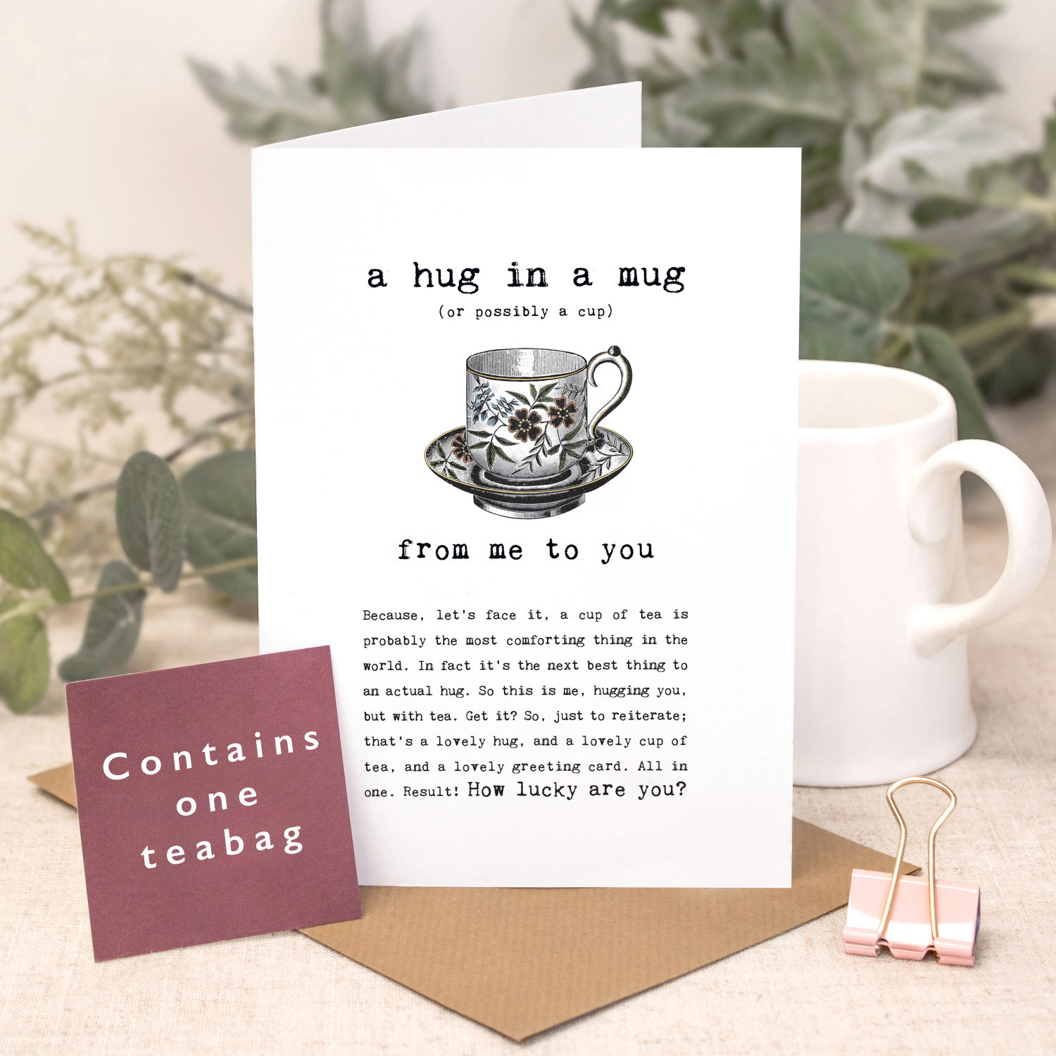 Hug in a Mug Greeting Card With Teabag