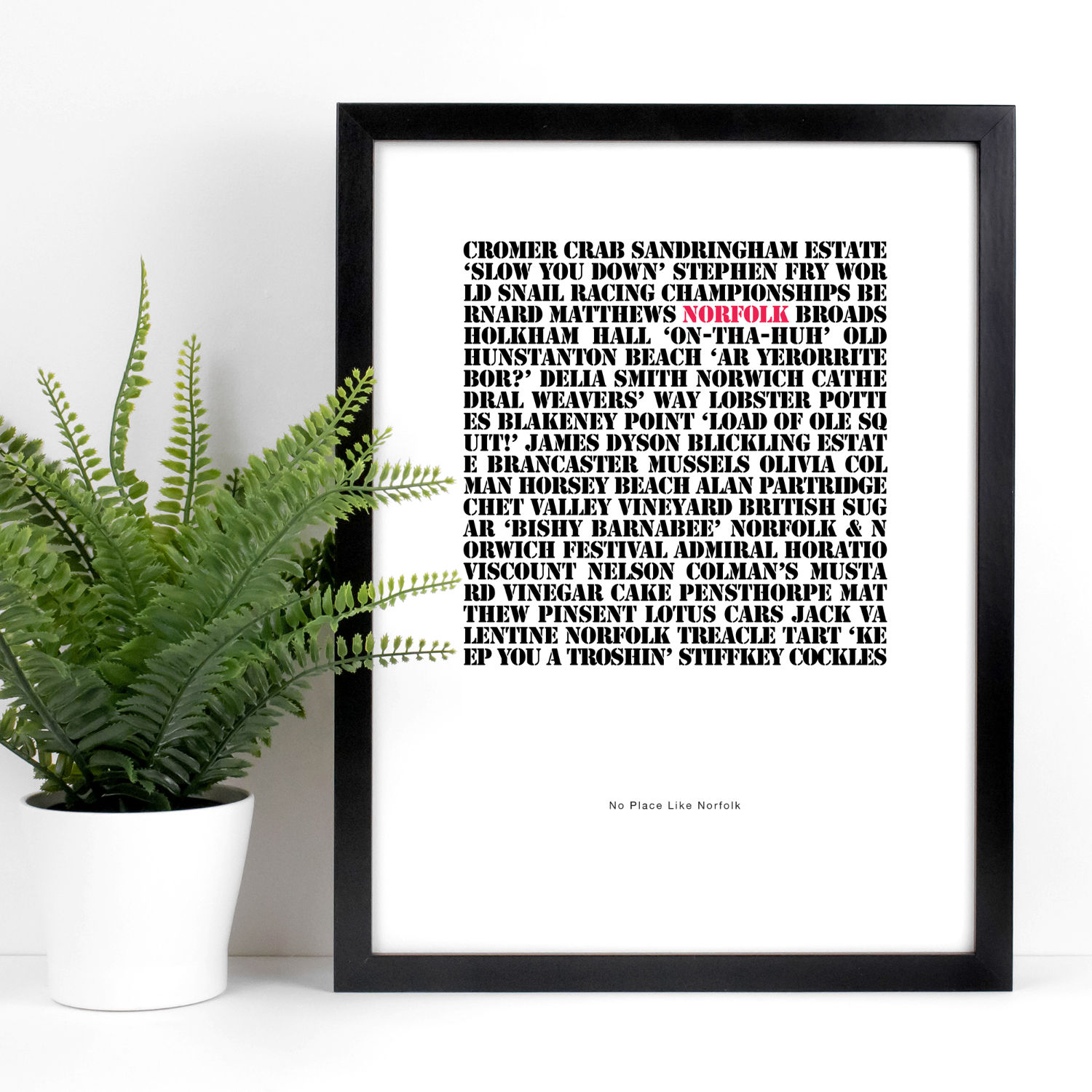 Norfolk County, Regional Typographic Print