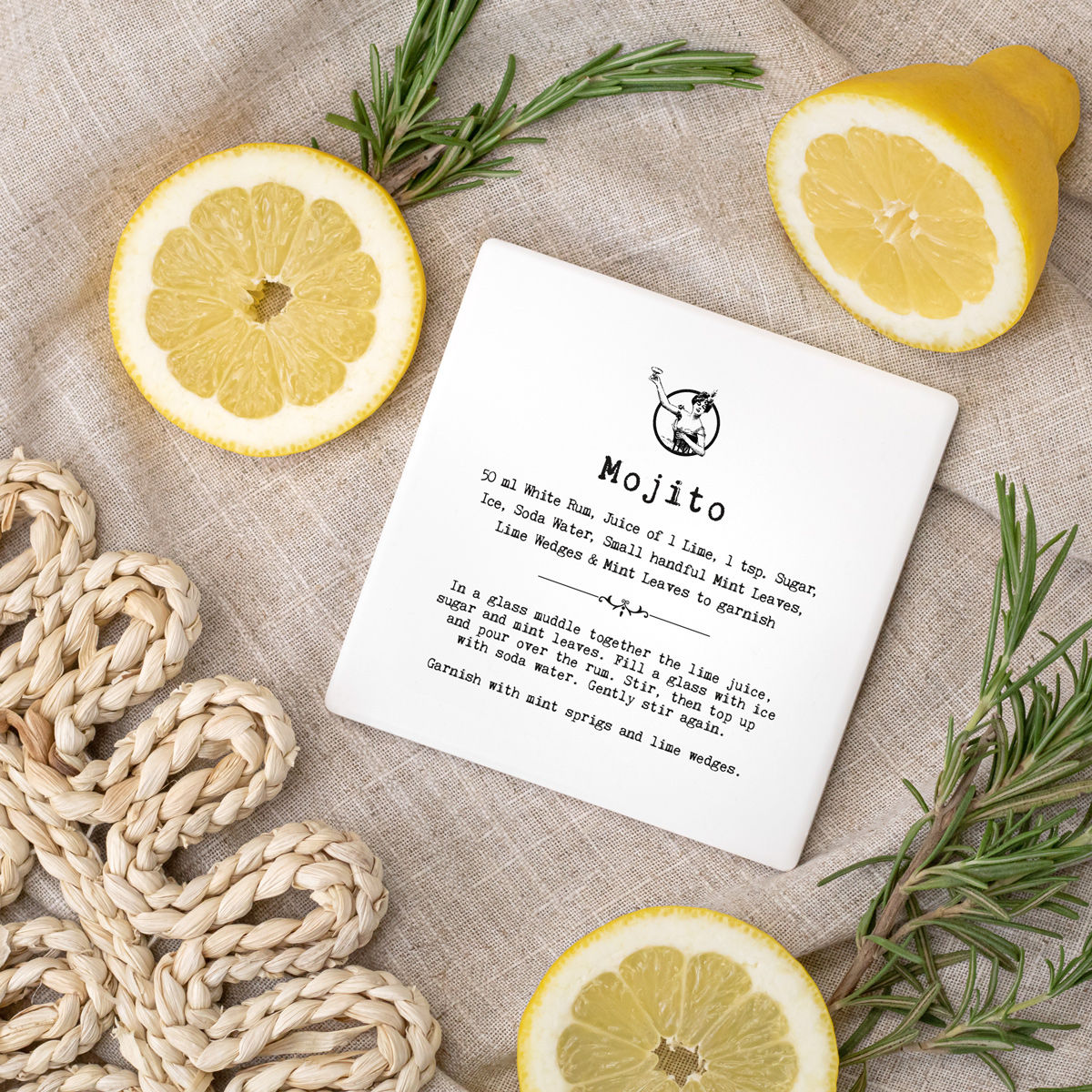 Mojito Cocktail Recipe Drinks Coaster