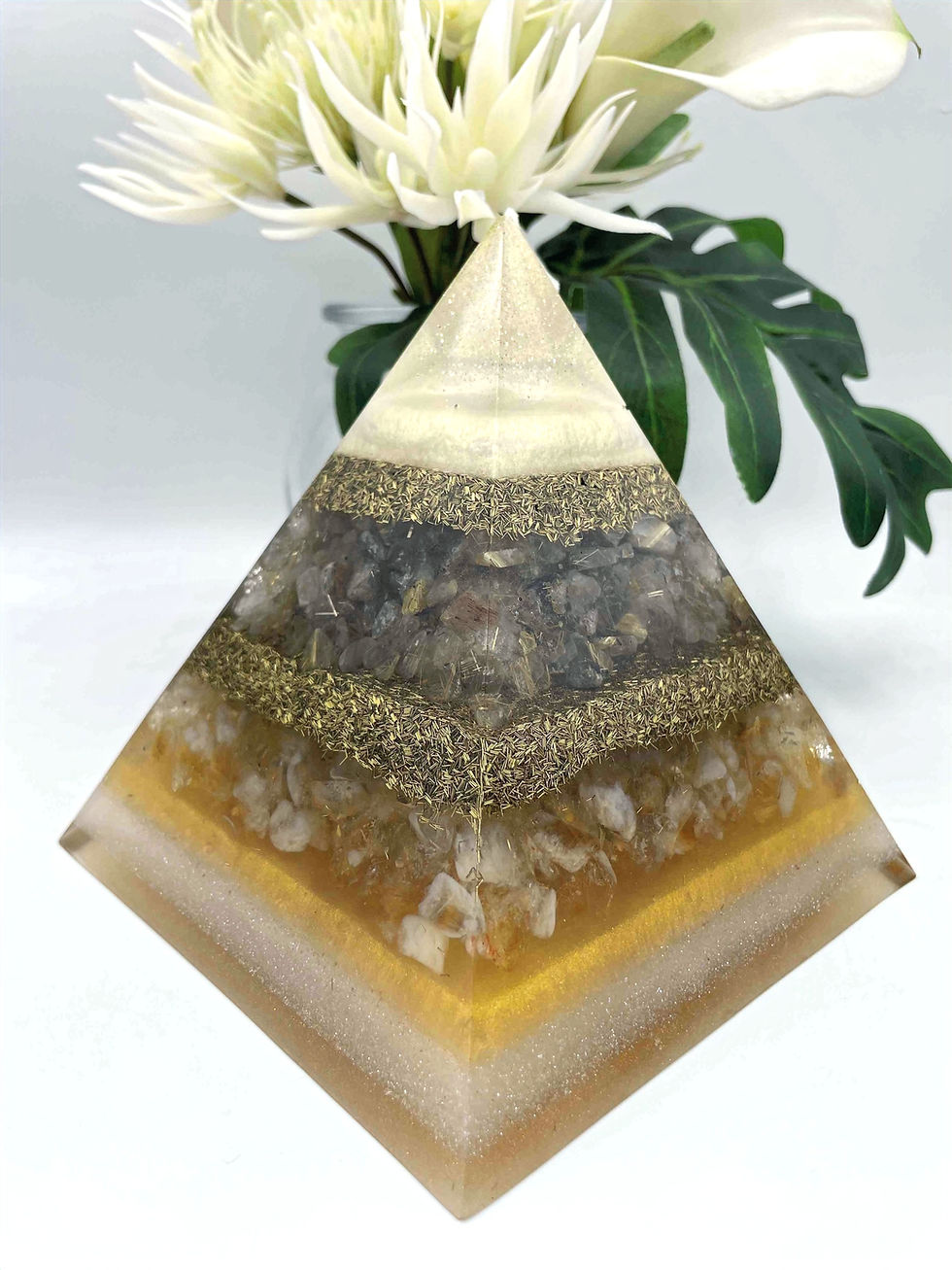 Thumbnail: Citrine Quartz, Rutilated Quartz & Shungite Orgonite