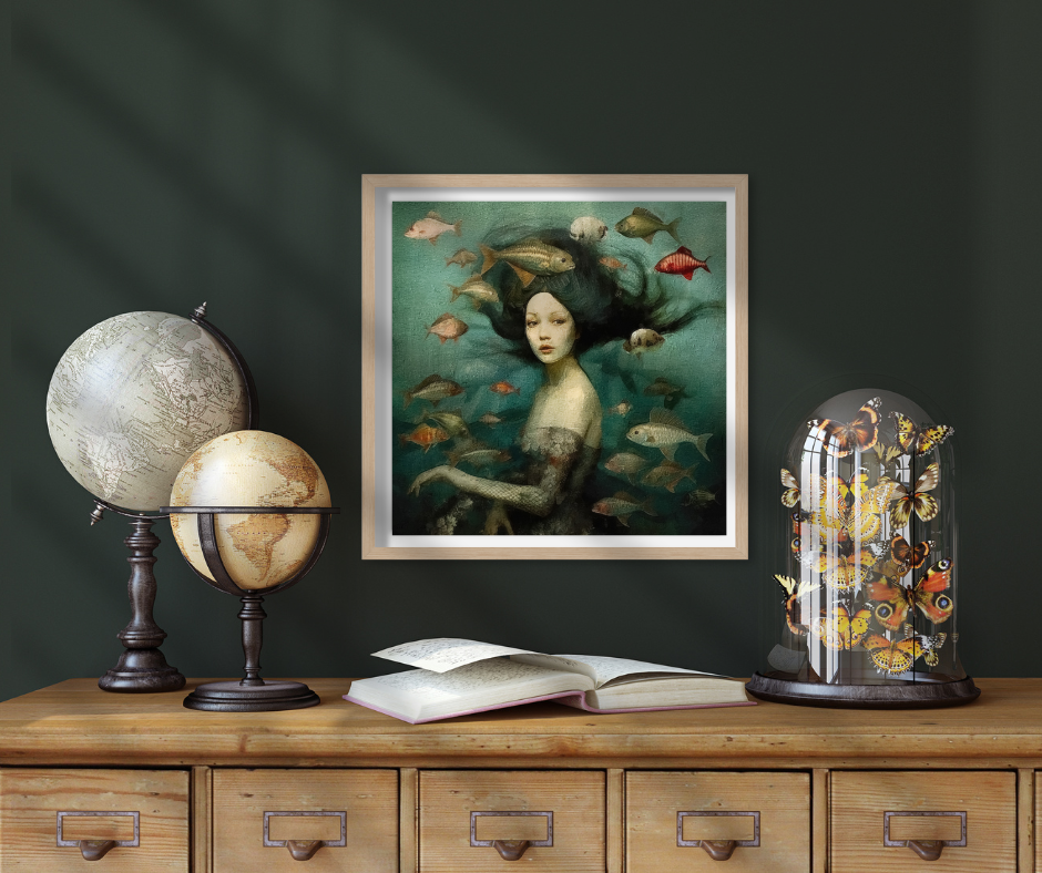 Thumbnail: Siren Song Square Print Range | Surreal Mermaids Wall Art