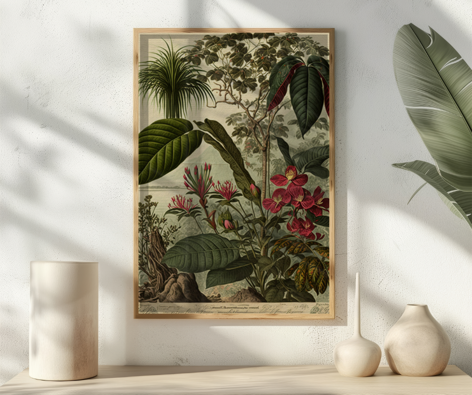 Thumbnail: Vintage inspired botany print, british colonial style, jungle paradise print, bohemian decor, moody decor, nature inspired