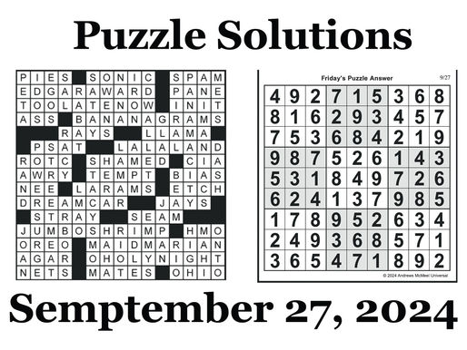 Puzzle Solutions Sept. 27, 2024