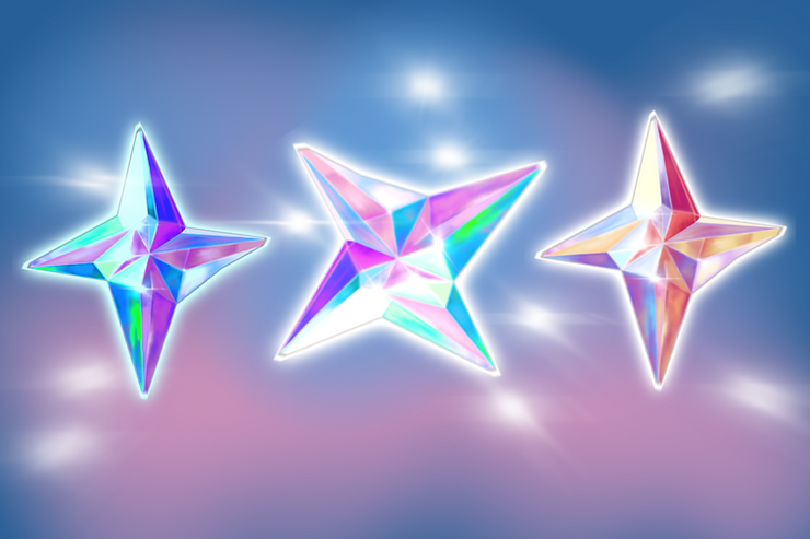 Three stars on a celestial background.