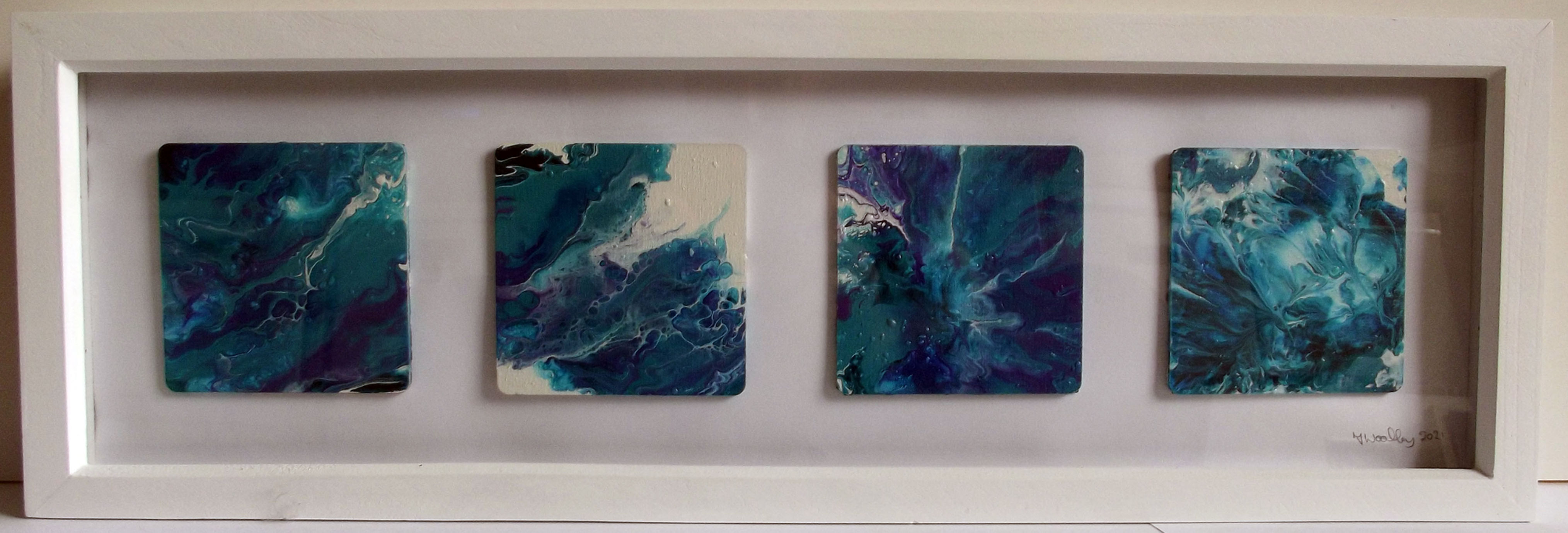 "Power Of The Ocean" Acrylic in Four Pieces (Framed)