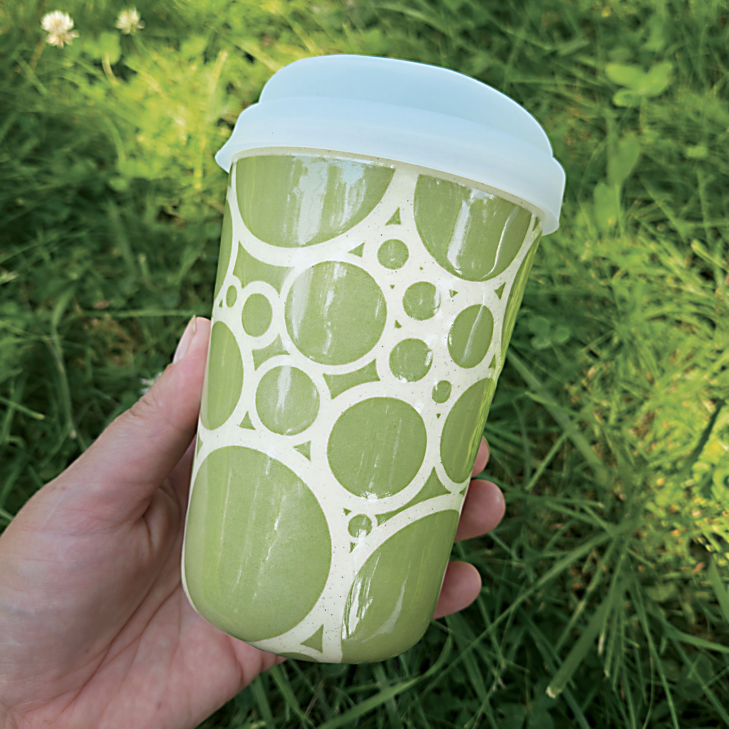Sage Green Spotted Travel mug