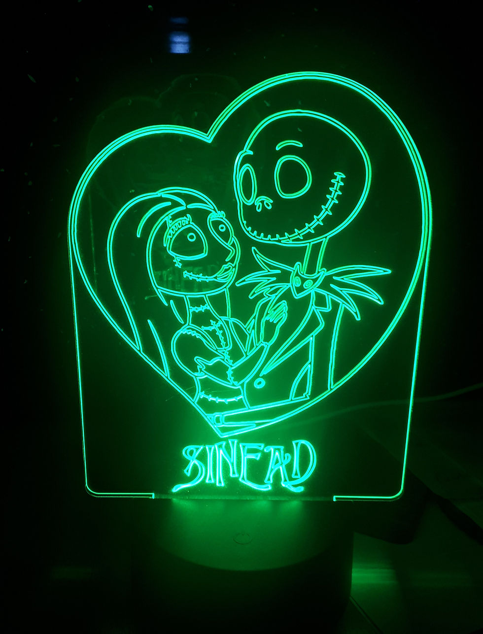 Thumbnail: Personalised Nightmare Before Christmas Jack & Sally LED Colour Changing Lamp