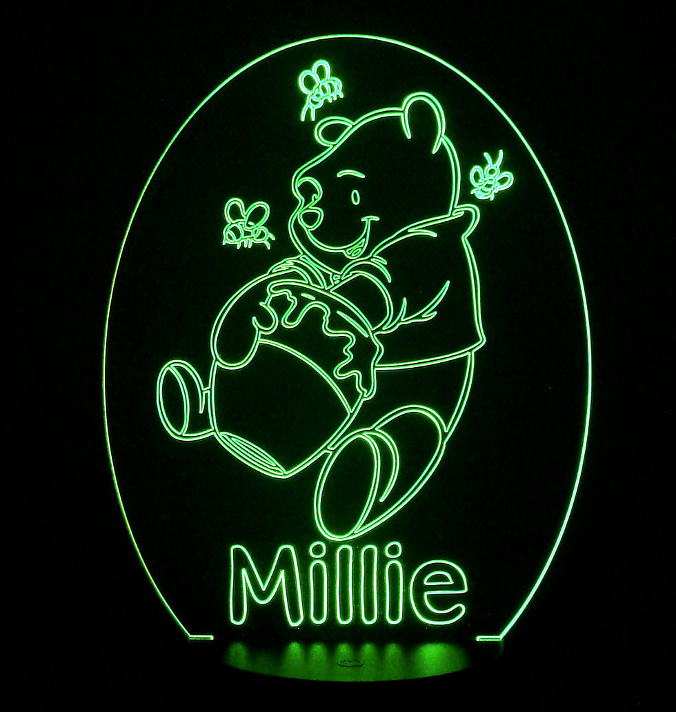 Thumbnail: Personalised Winnie The Pooh With Honey Pot LED Colour Changing Lamp with remote