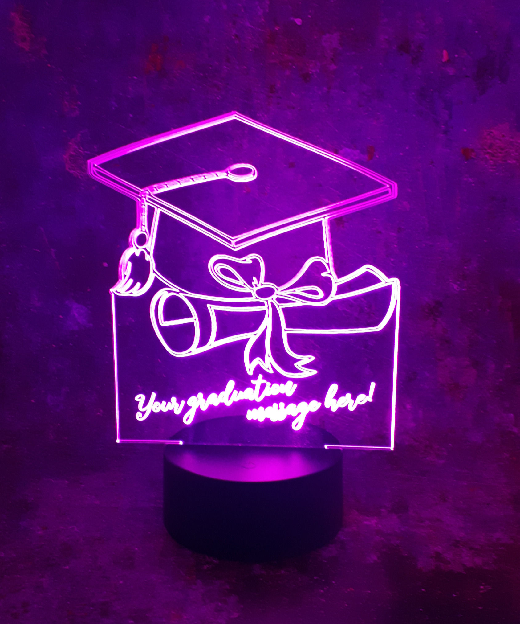 Personalised Graduation Colour Changing LED Lamp with remote control