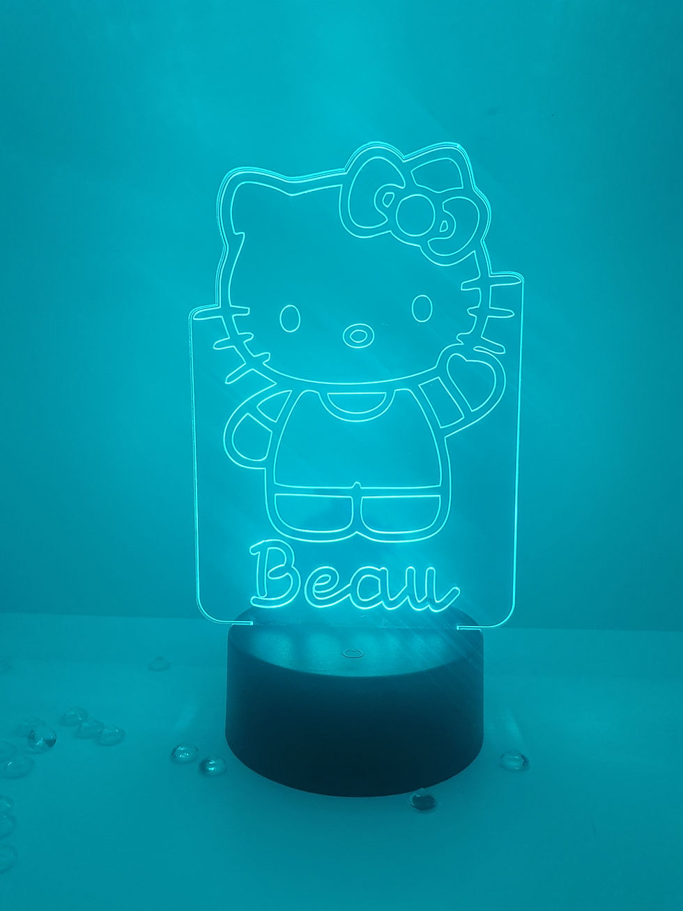 Thumbnail: Personalised Hello Kitty LED Bedside Lamp with remote control.