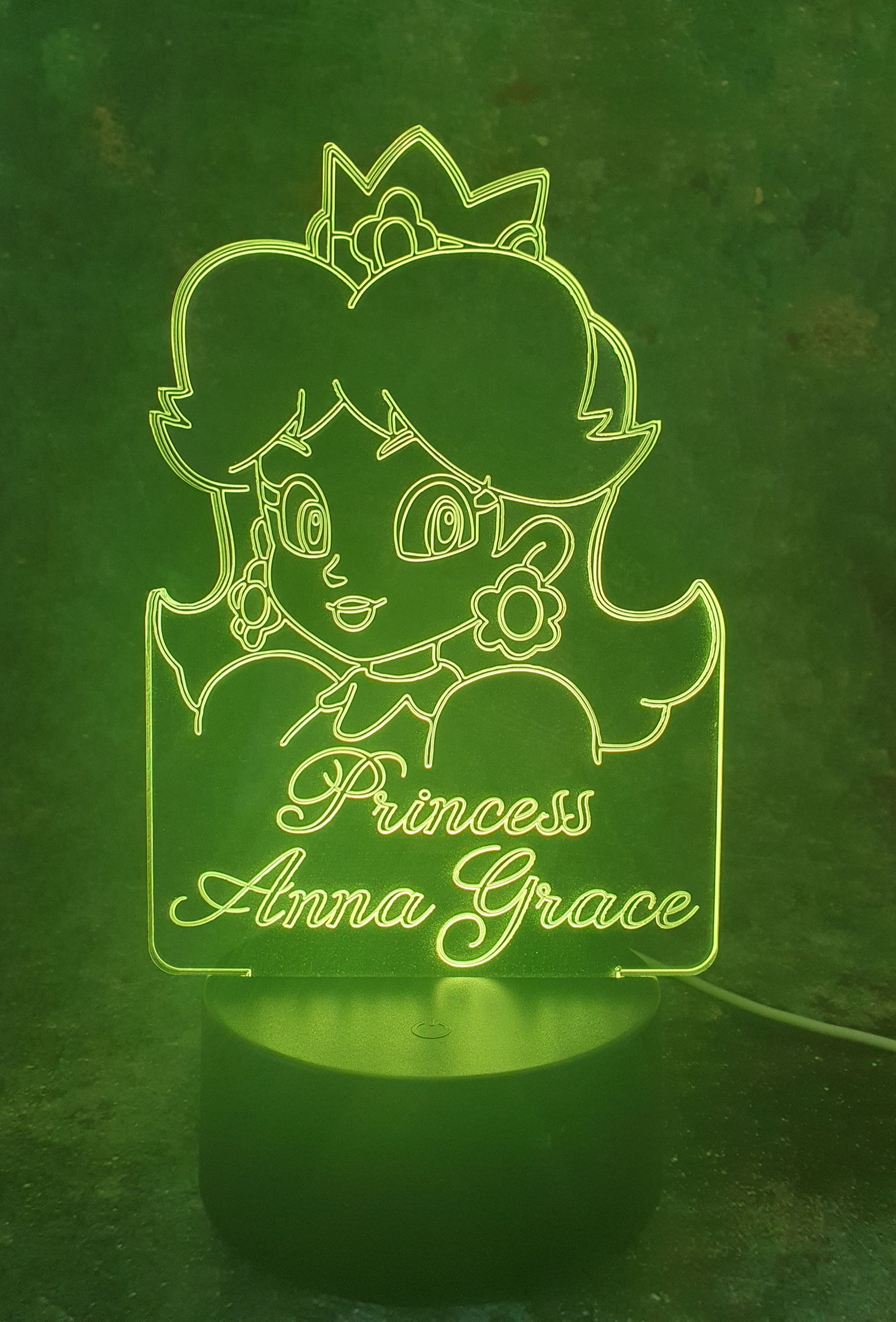 Personalised Princess Daisy Colour Changing LED Lamp with remote control