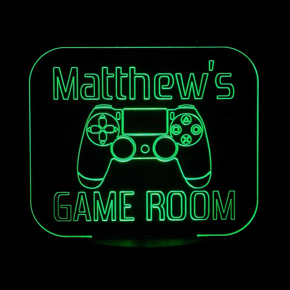 Thumbnail: Personalised PS4 (Game Room) LED Colour Changing Lamp with remote control