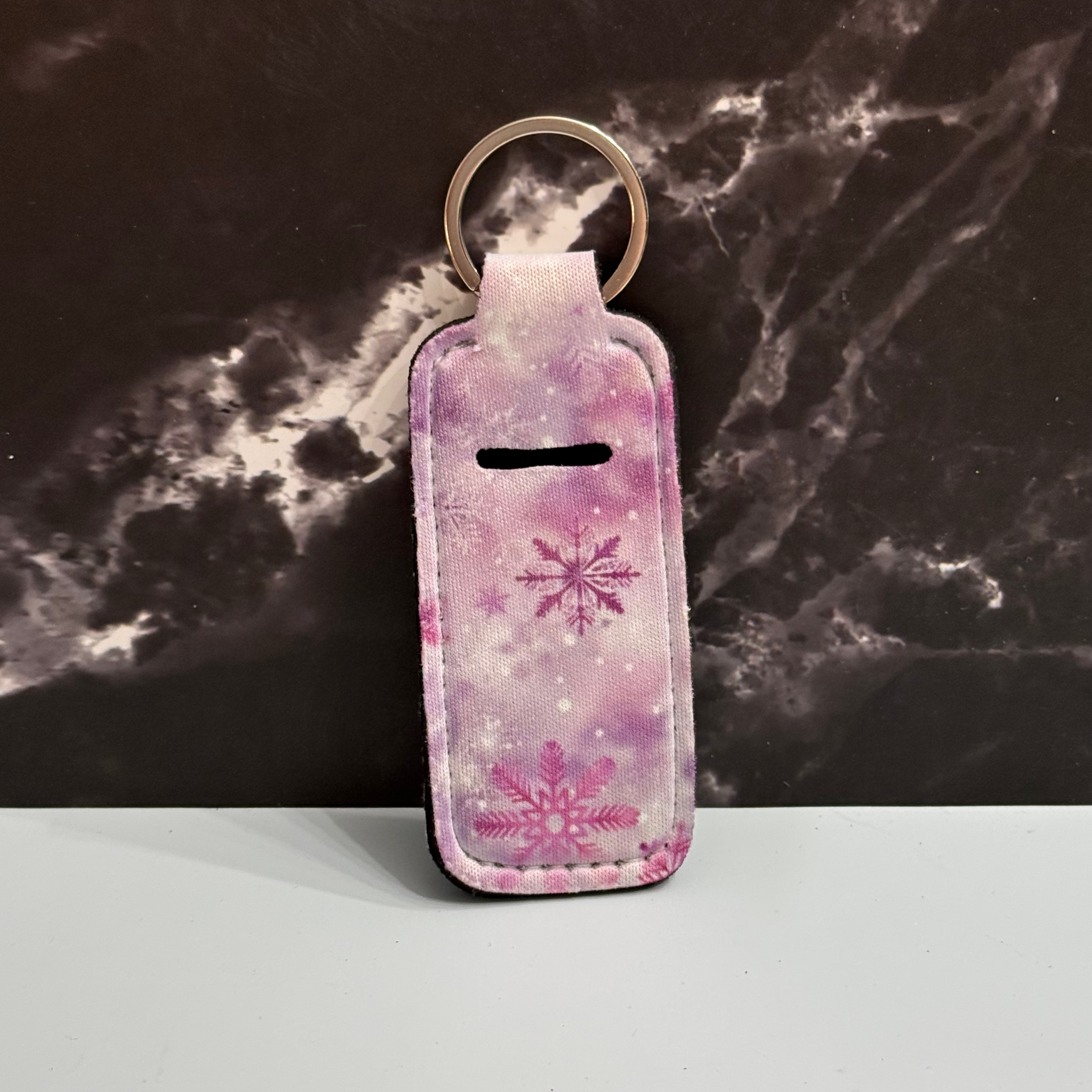 Pink and Purple and White Snowflakes and Ornaments 