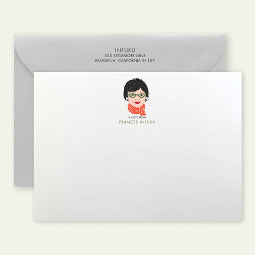 Custom Face Less Note Cards Custom Portrait Flat Note Cards | Carciofi Design