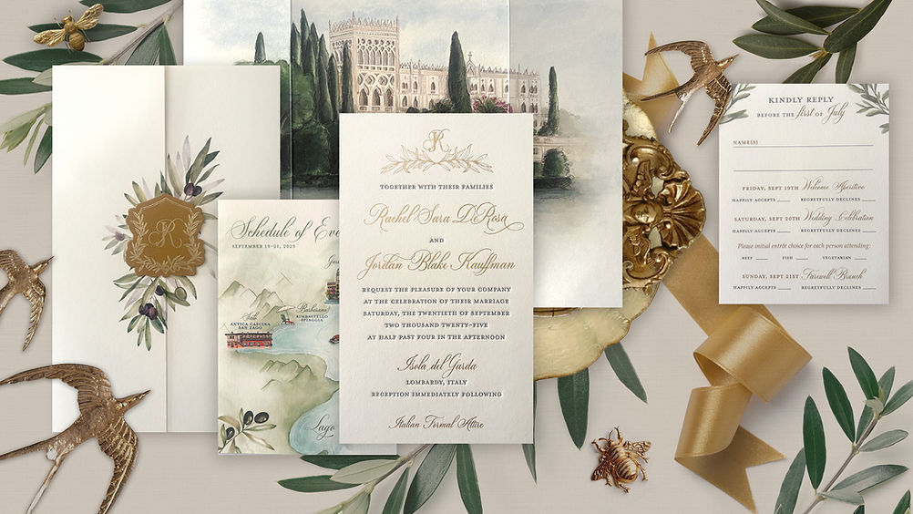Custom Watercolor Italy Wedding Invitation
