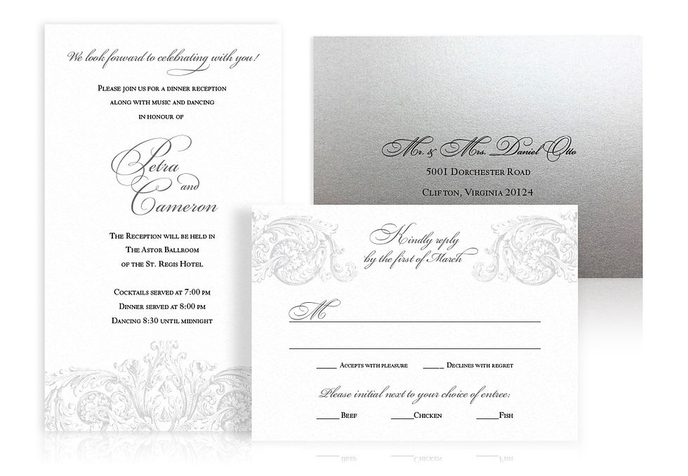 Thumbnail: royal silver custom wedding invitation inserts