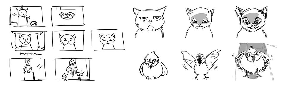 Thecat and thebird _Sketches.jpg