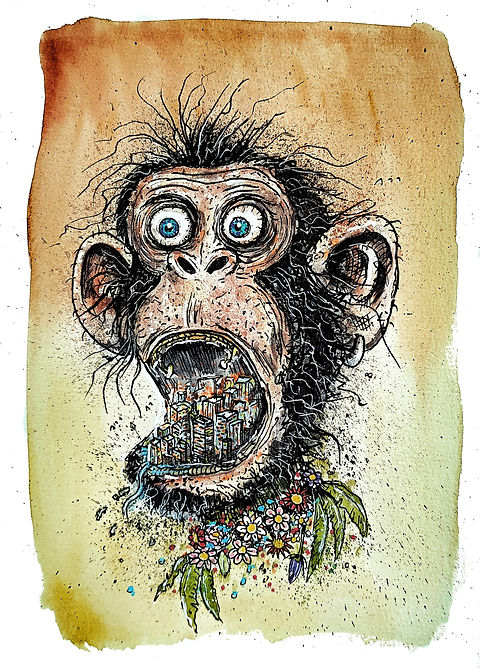 City in Monkey – Urbanimal Art by Michele di Erre