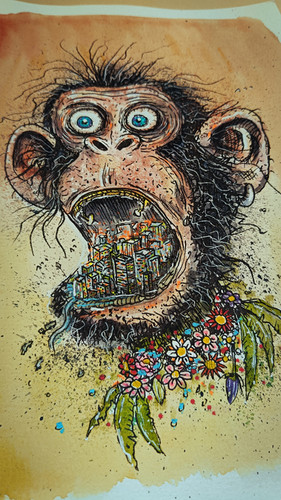 City in Monkey – Urbanimal Art by Michele di Erre