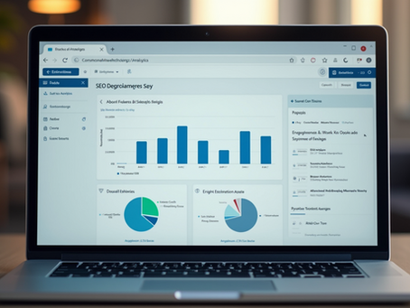 SEO analytics dashboard on laptop screen