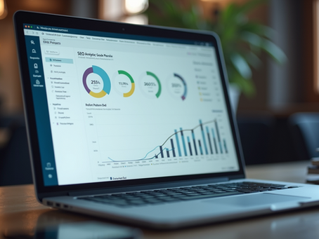 SEO analytics dashboard on laptop screen